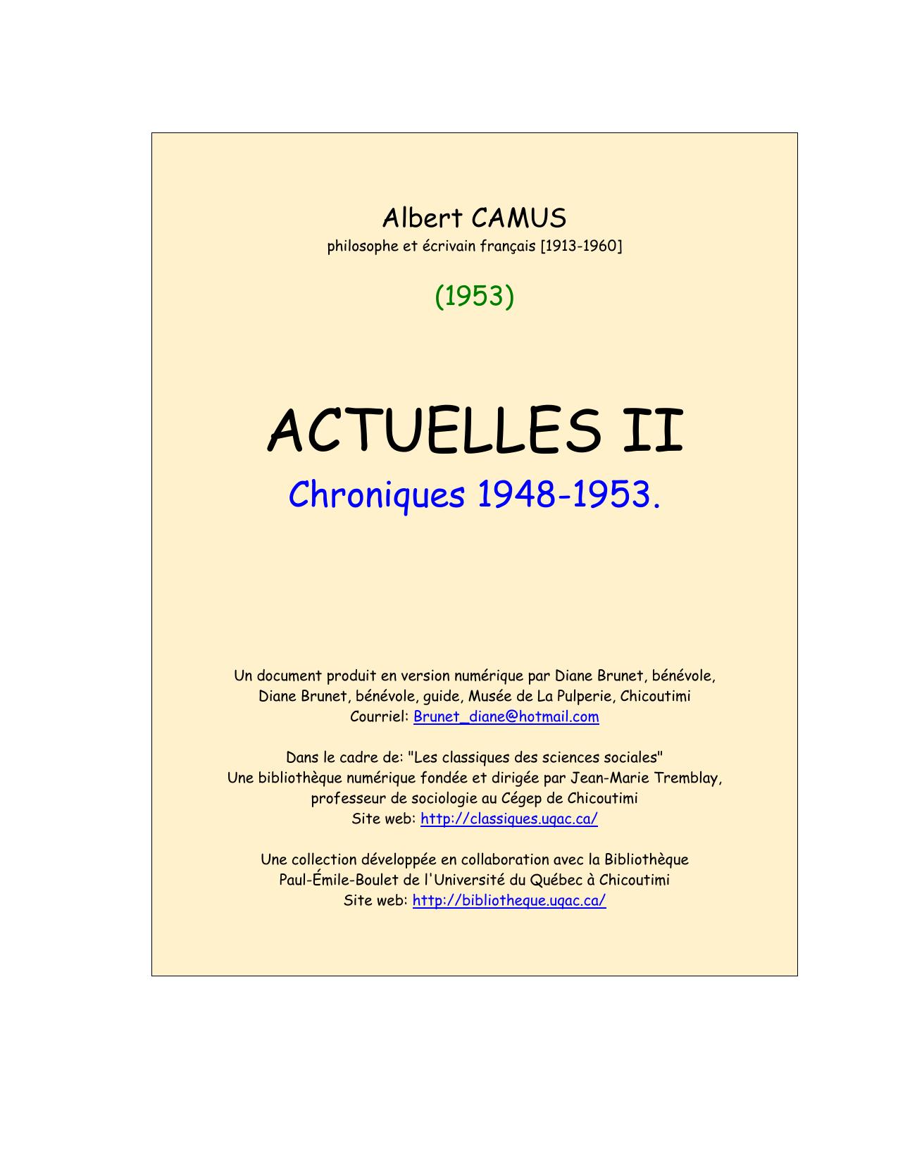 ACTUELLES II. CHRONIQUES 1948-1953.