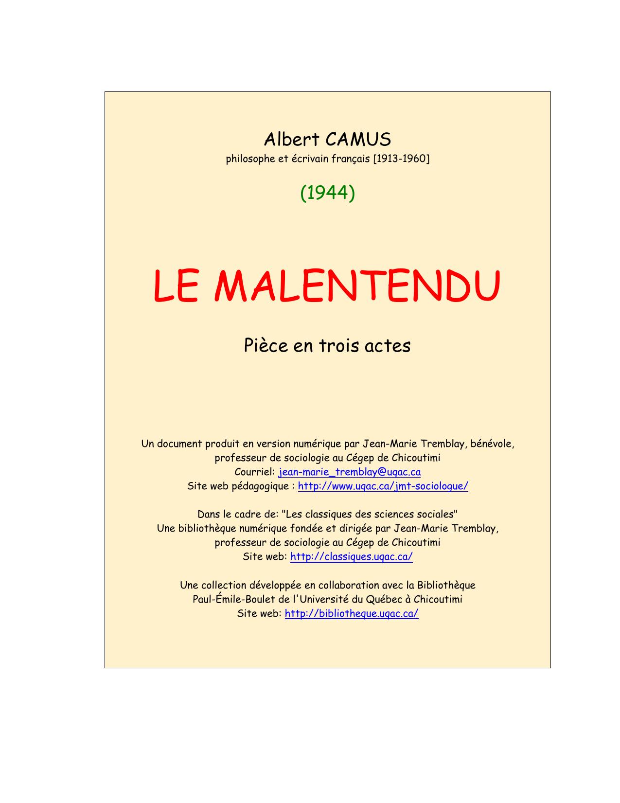 Le malentendu