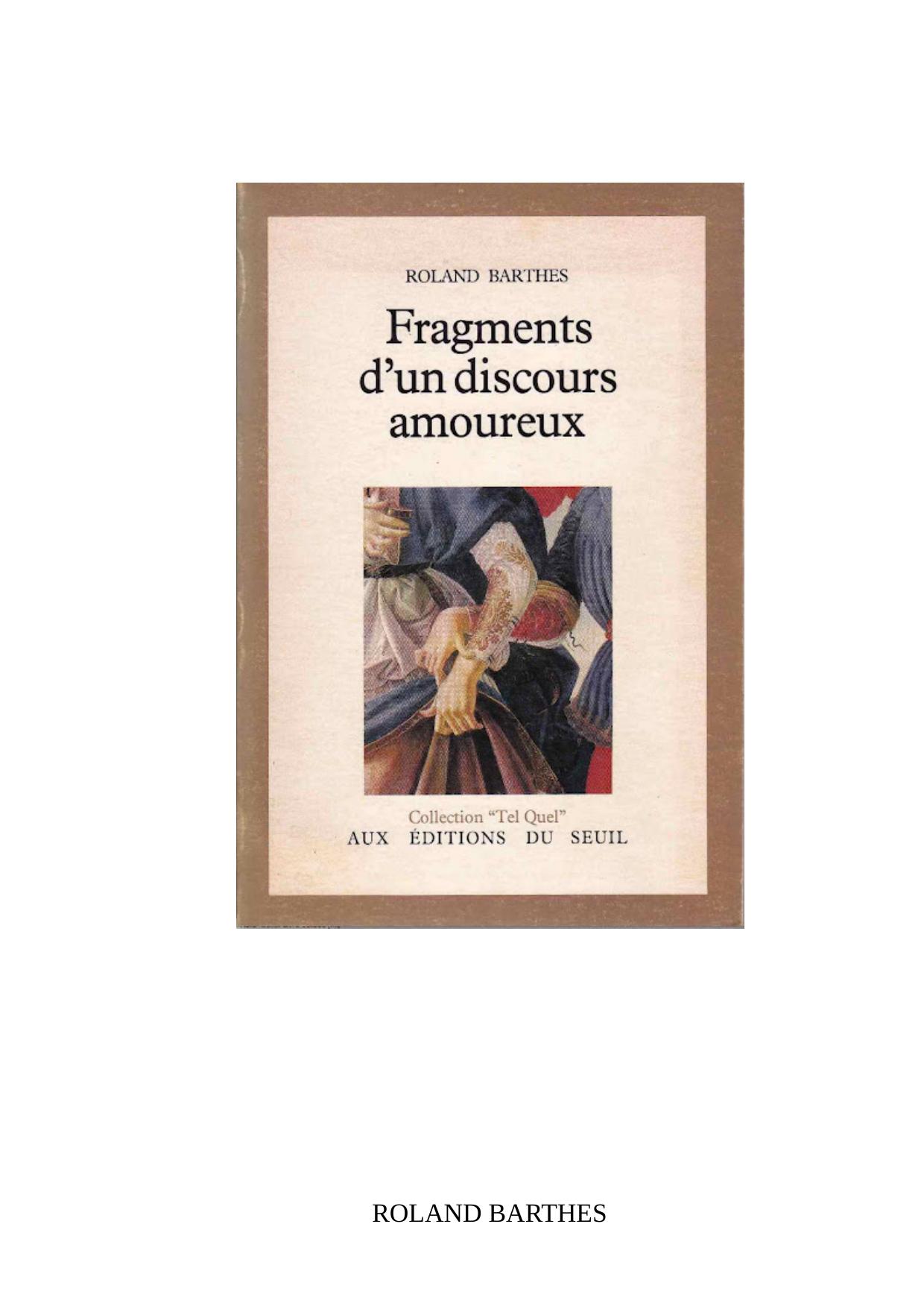 Fragments d'un discours amoureux
