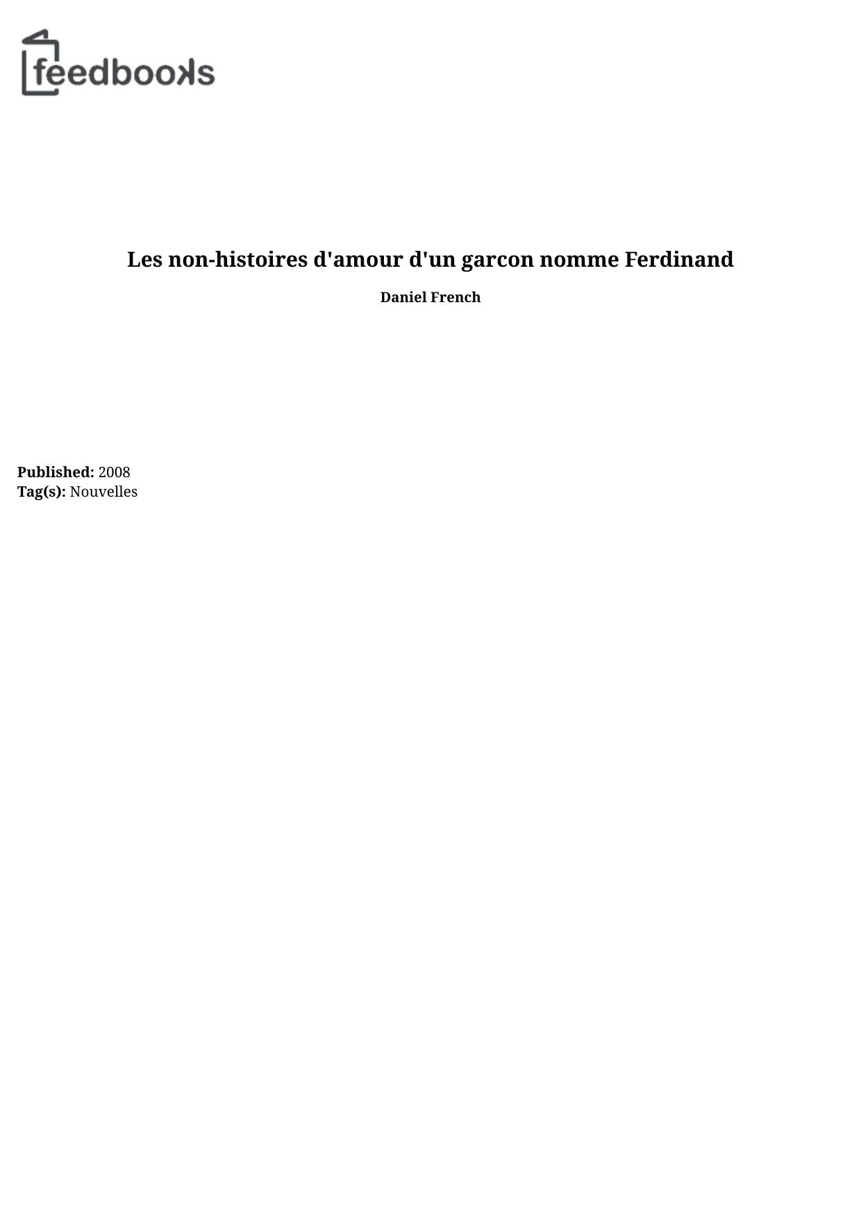 Les non-histoires d'amour d'un garcon nomme Ferdinand