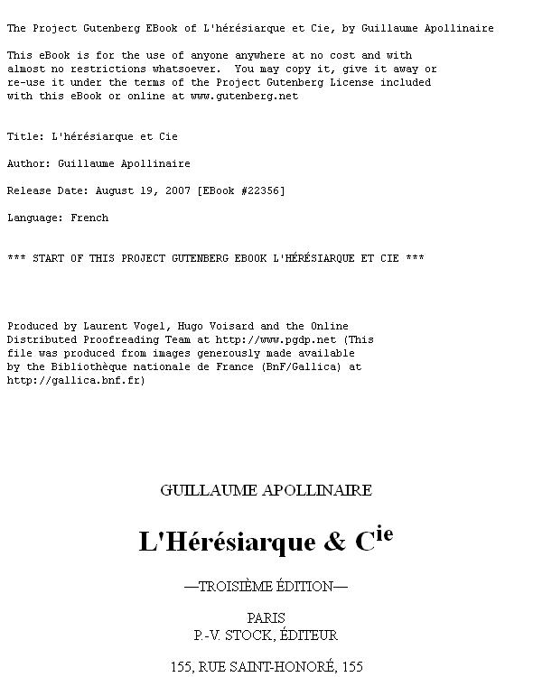 L'Hérésiarque et Cie