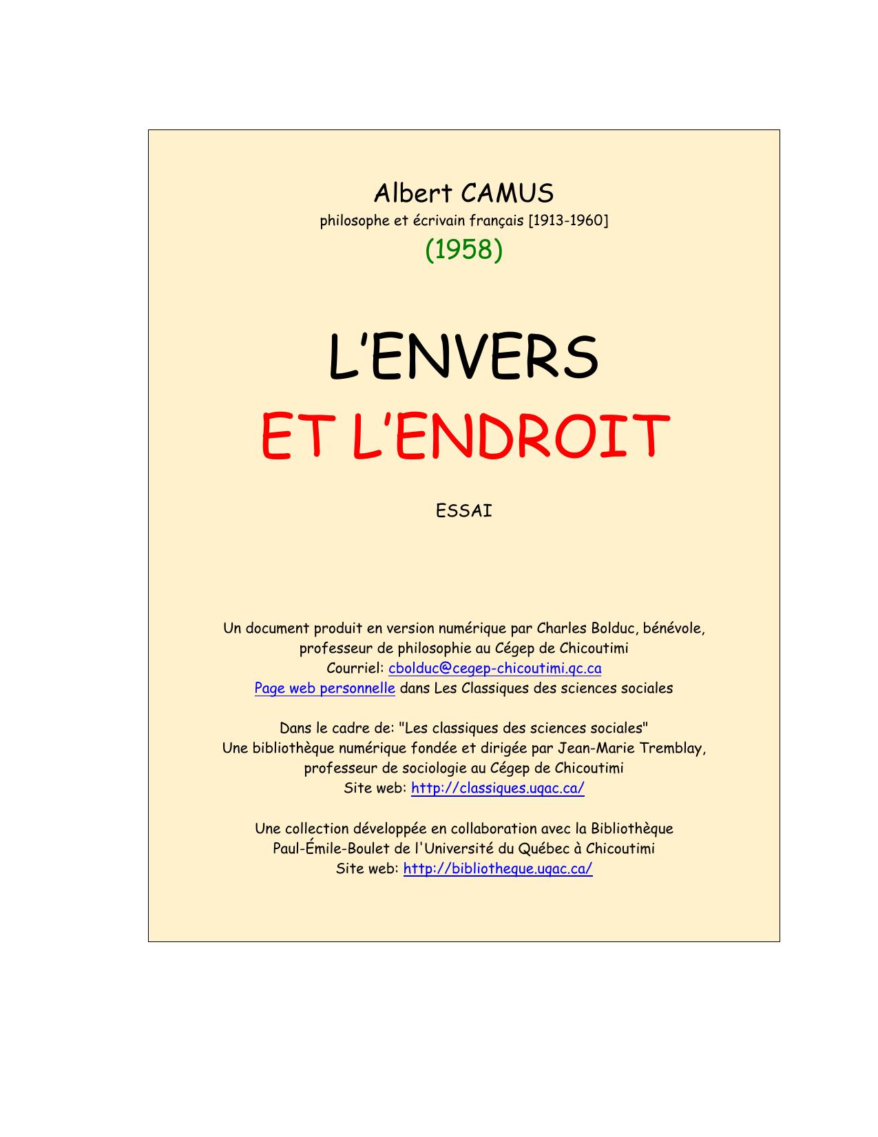 L'envers et l'endroit.