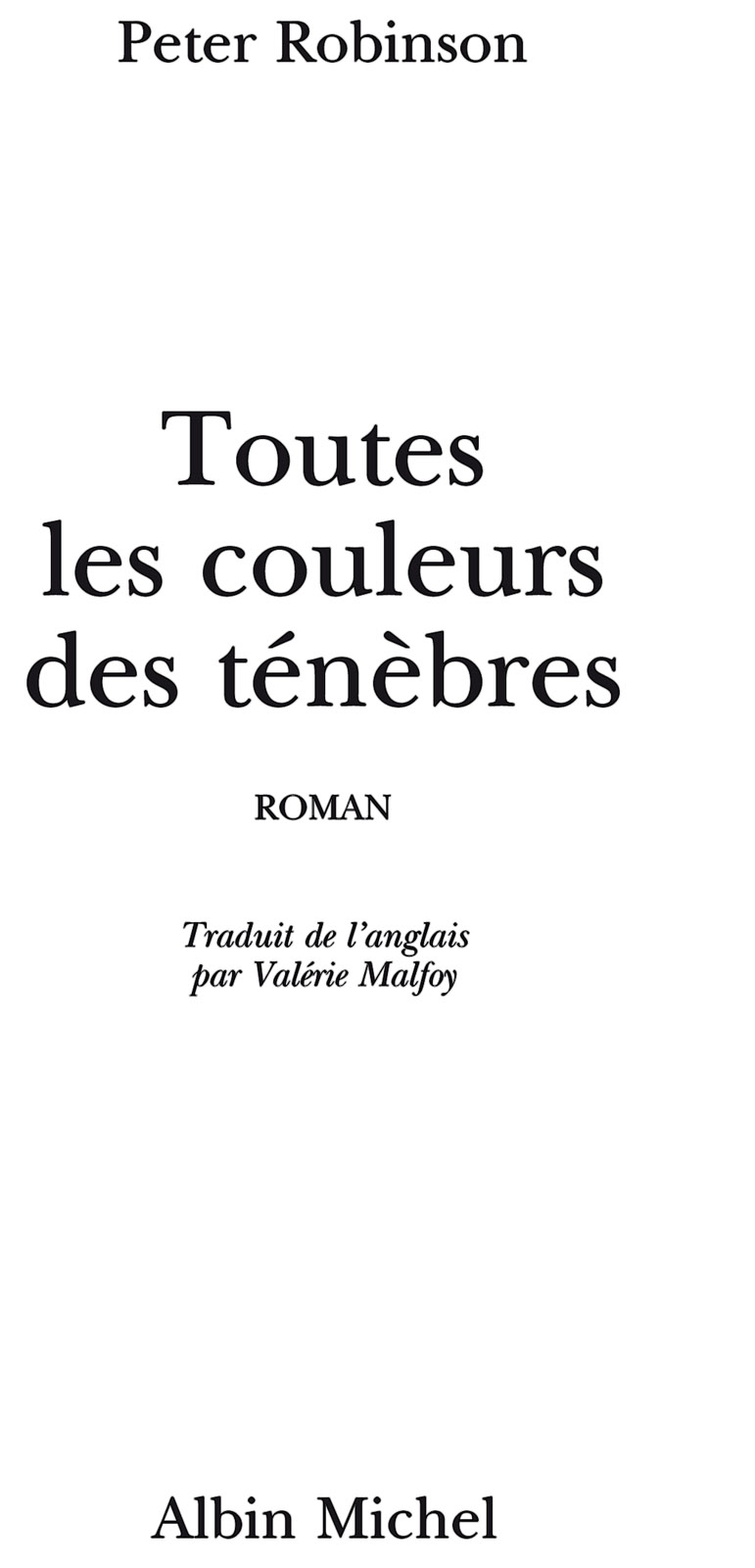 Toutes les couleurs des ténèbres