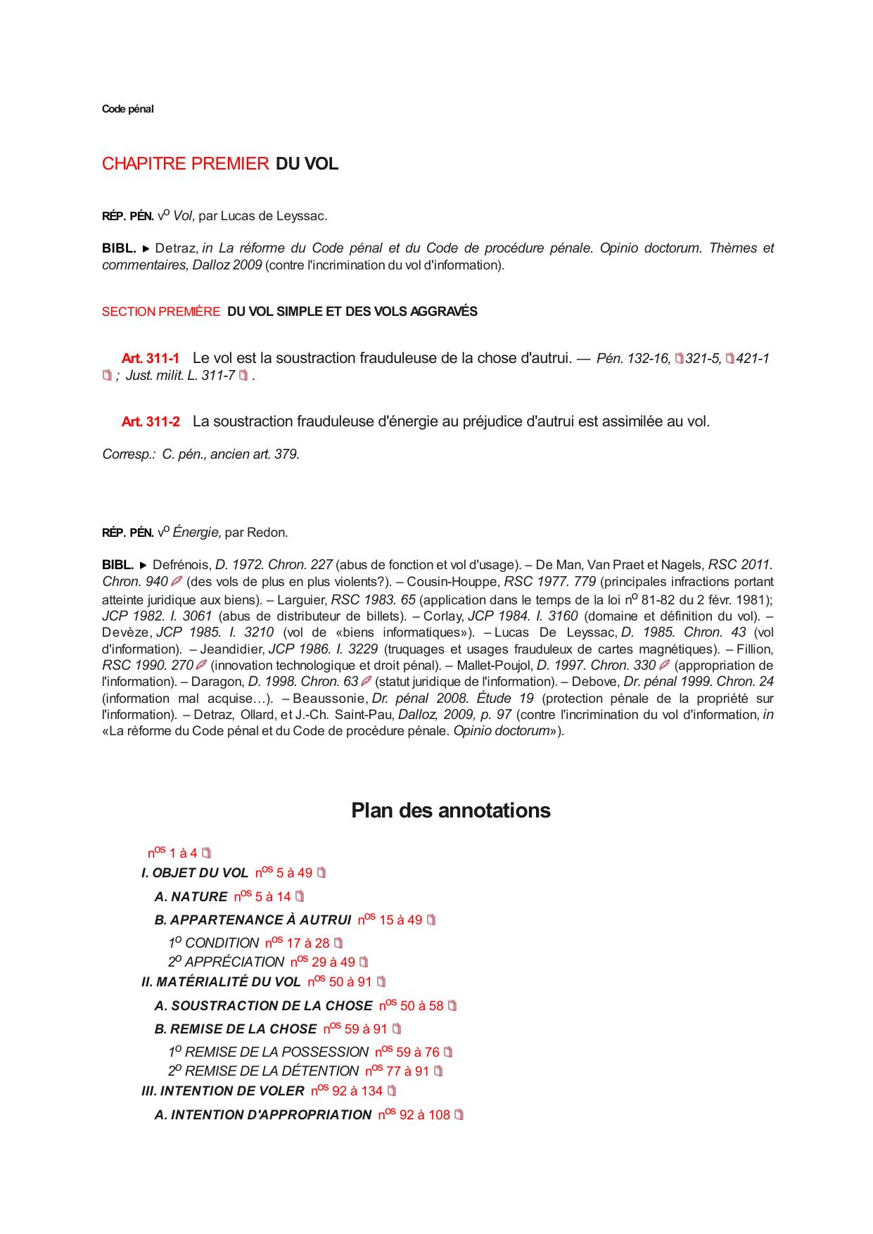 LIVRE TROISIÈME - DES CRIMES ET DÉLITS CONTRE LES BIENS (Art. 311-1