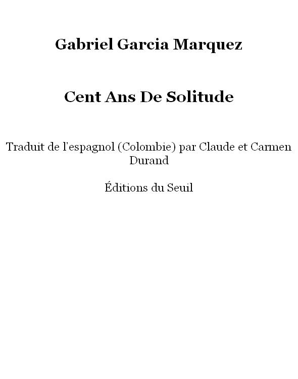 Cent ans de solitude