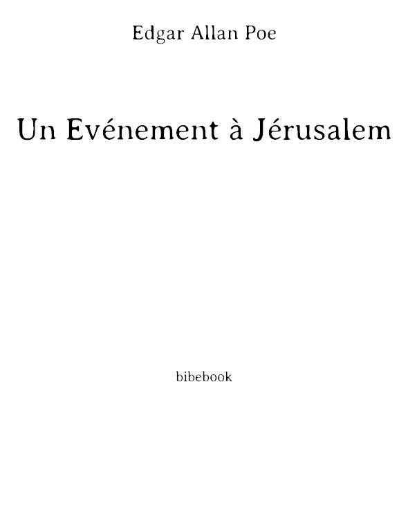 Un Événement à Jérusalem