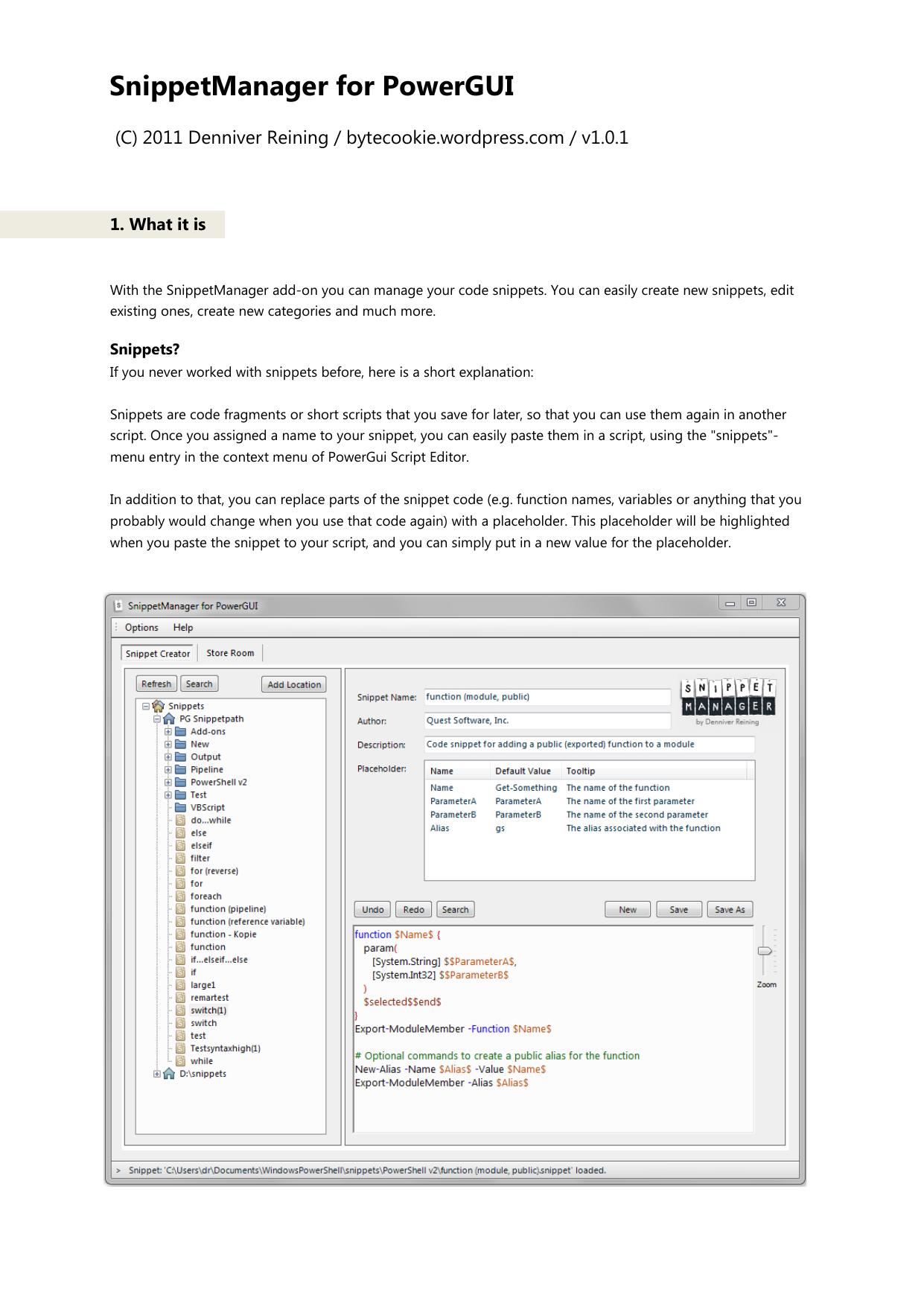 SnippetManager Readme v1.0.1