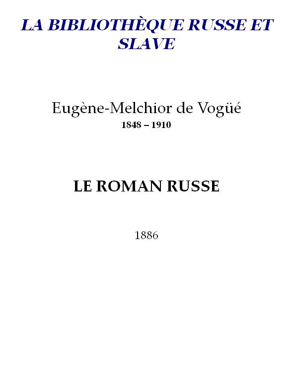 Le Roman russe