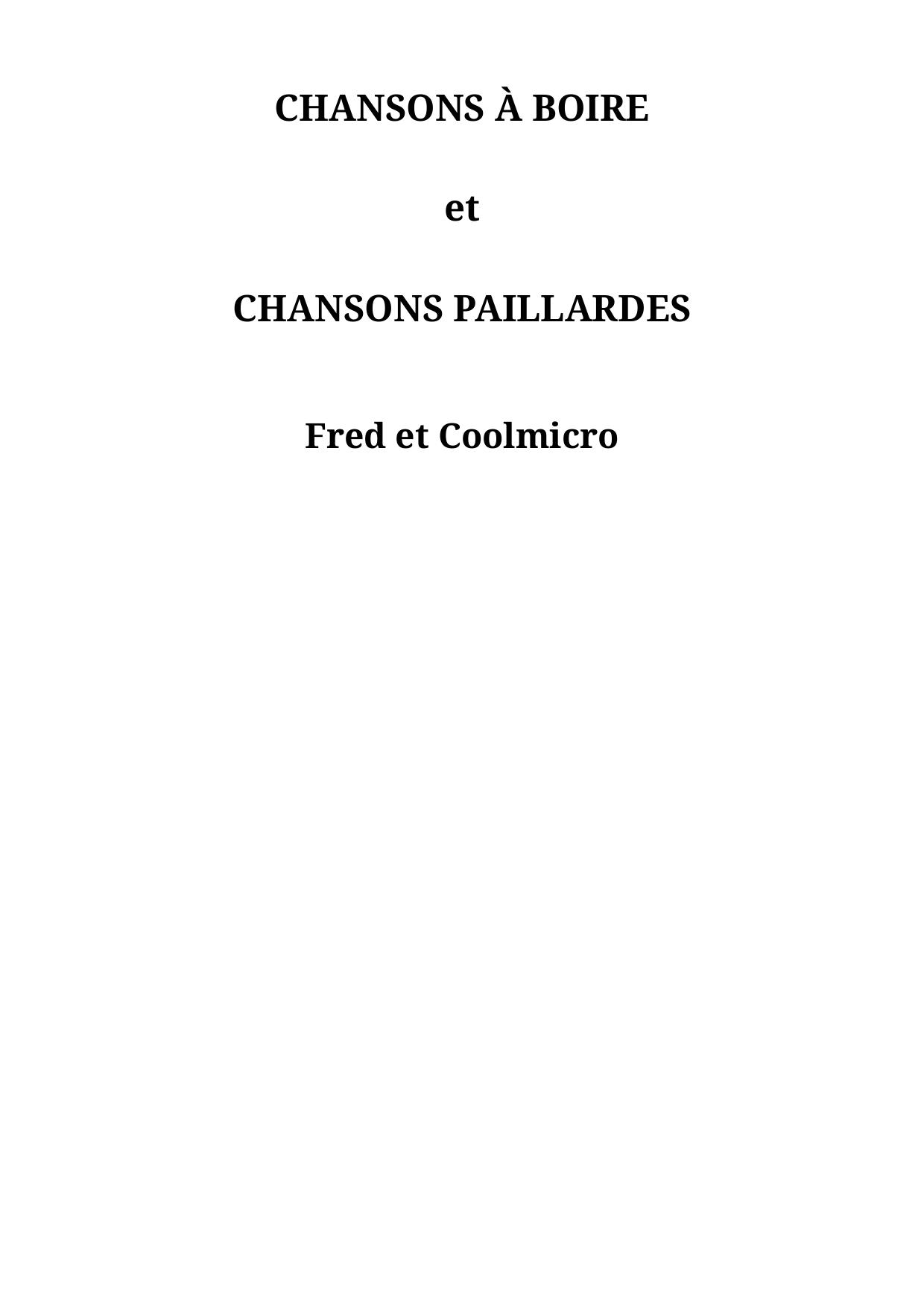 Chansons à boire et chansons paillardes