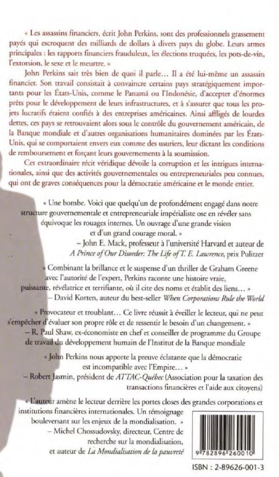 Les confessions d'un assassin financier John Perkins