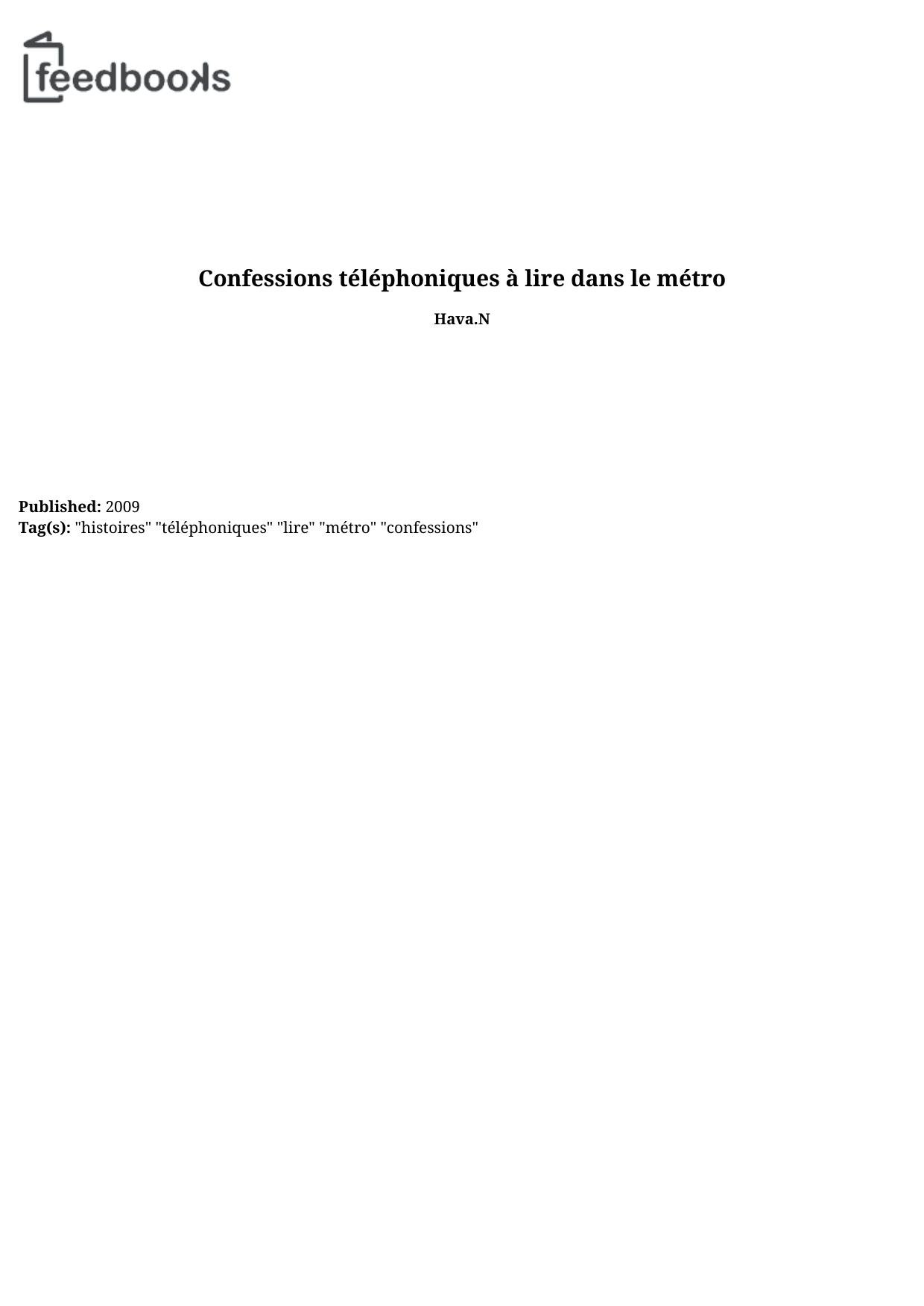 Confessions téléphoniques à lire dans le métro