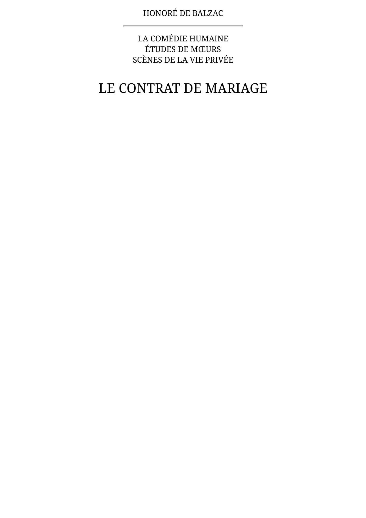 Le contrat de mariage