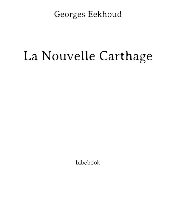 The New Carthage (La Nouvelle Carthage) by Georges Eekhoud; Tr. With an Introduction by Lloyd R. Mor