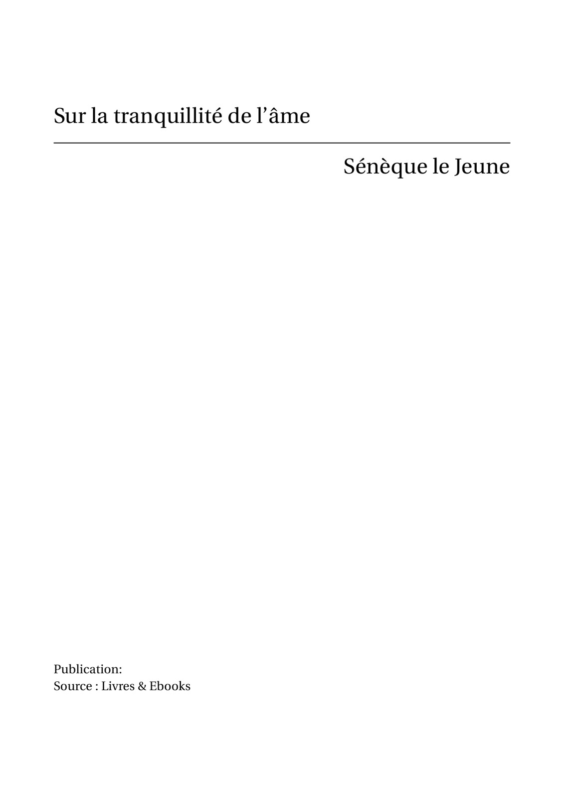 Sur la tranquillité de l'âme