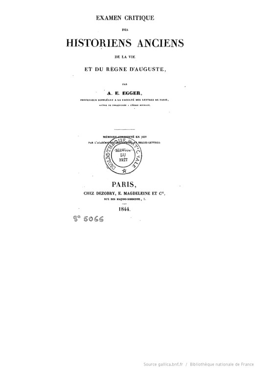 Examen des historiens d'Auguste