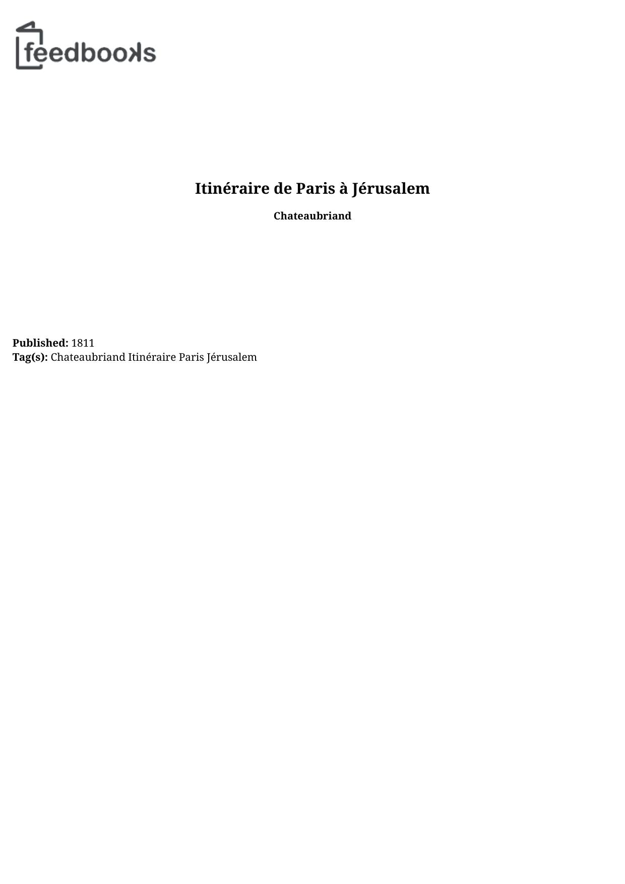 Itinéraire de Paris à Jérusalem