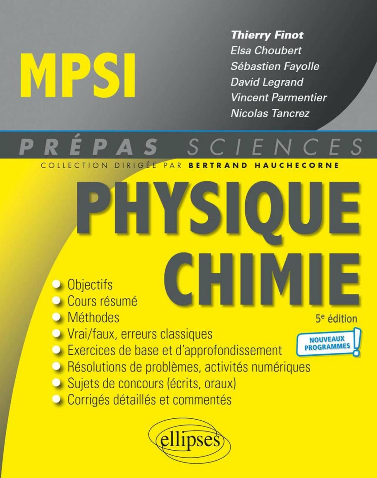 Physique Chimie Prepas Sciences MPSI