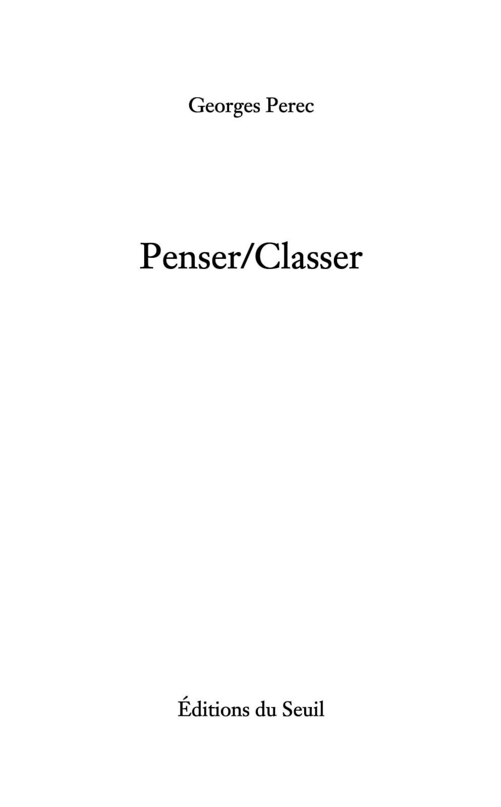 Penser-Classer