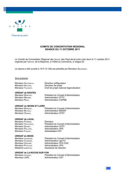 COMITE DE CONCERTATION REGIONAL