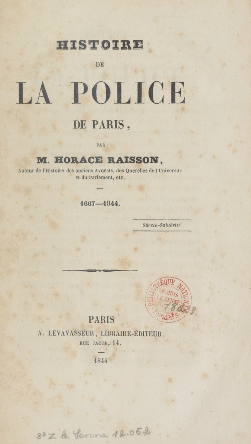Histoire de la police de Paris, 1667-1844