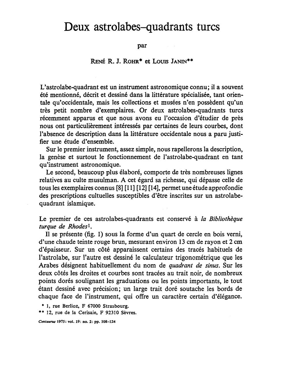 Deux astrolabes—quadrants turcs