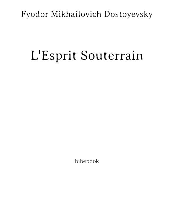 L'Esprit Souterrain