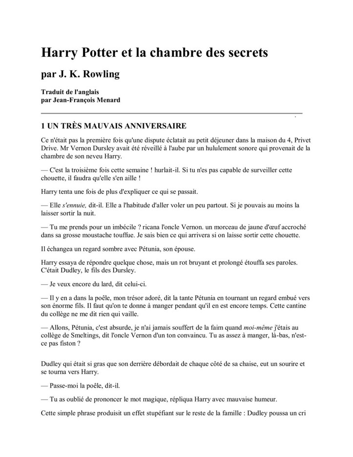 Harry Potter Tome 2 Harry Potter et la Chambre des Secrets