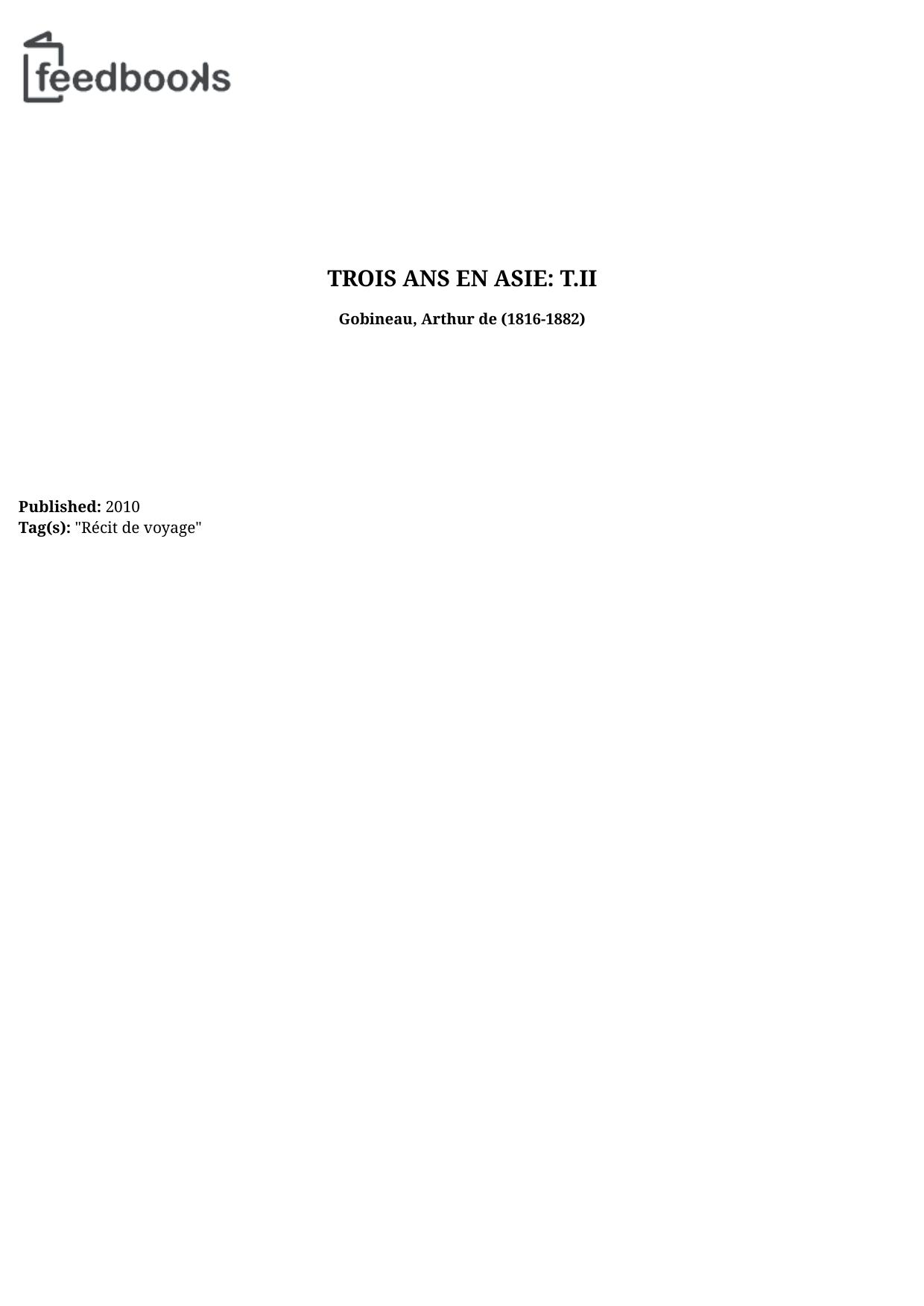 TROIS ANS EN ASIE: T.II