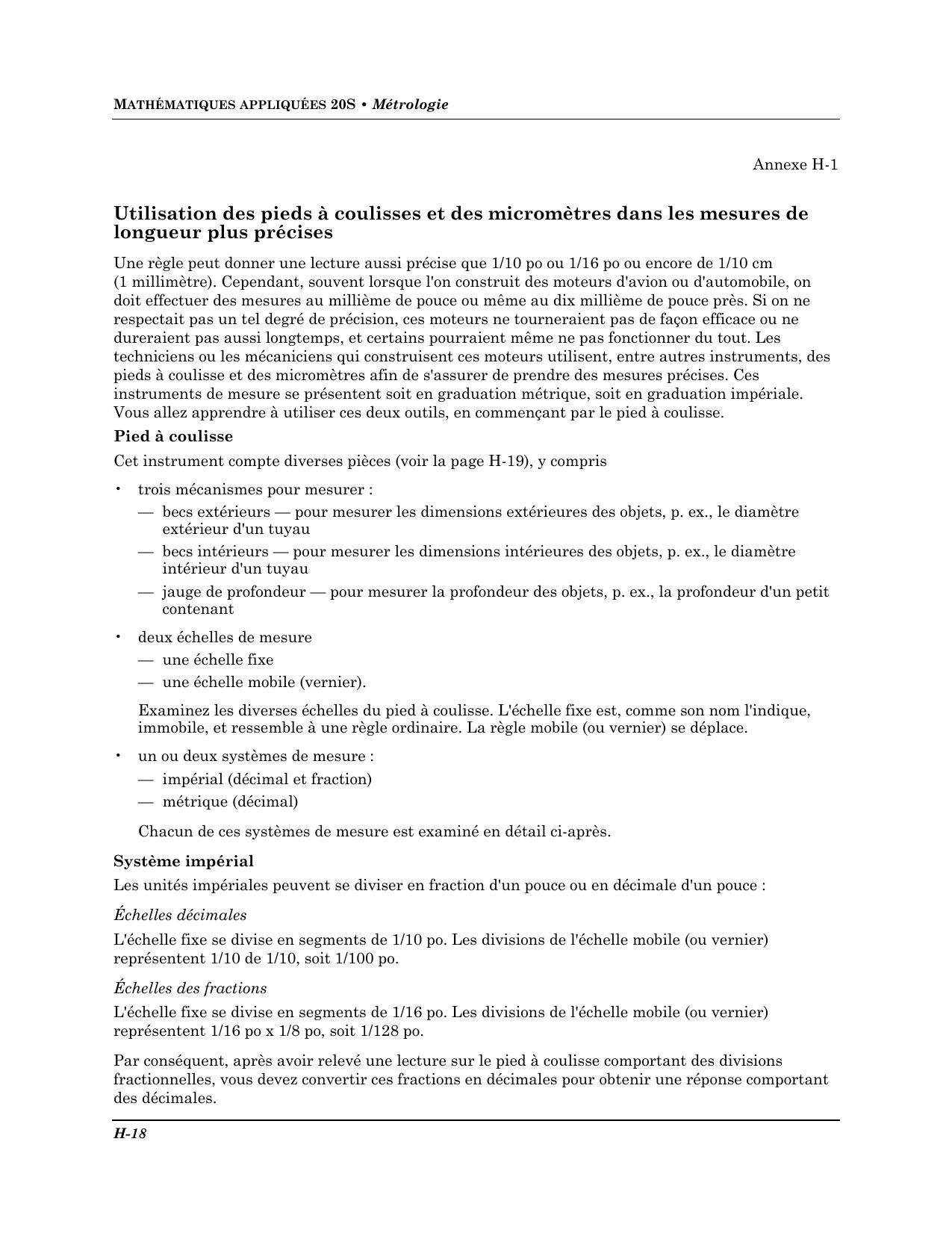 usage pieds couliss micromètres