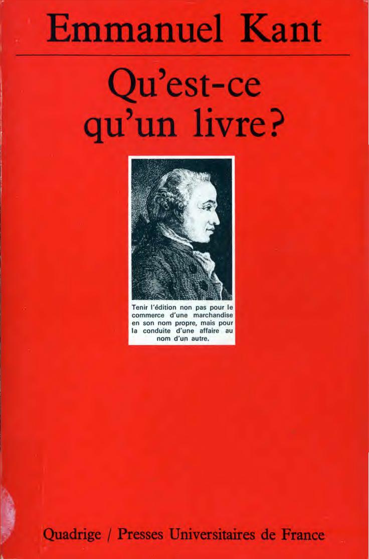 Qu'est-ce qu'un livre?: textes de Kant et de Fichte