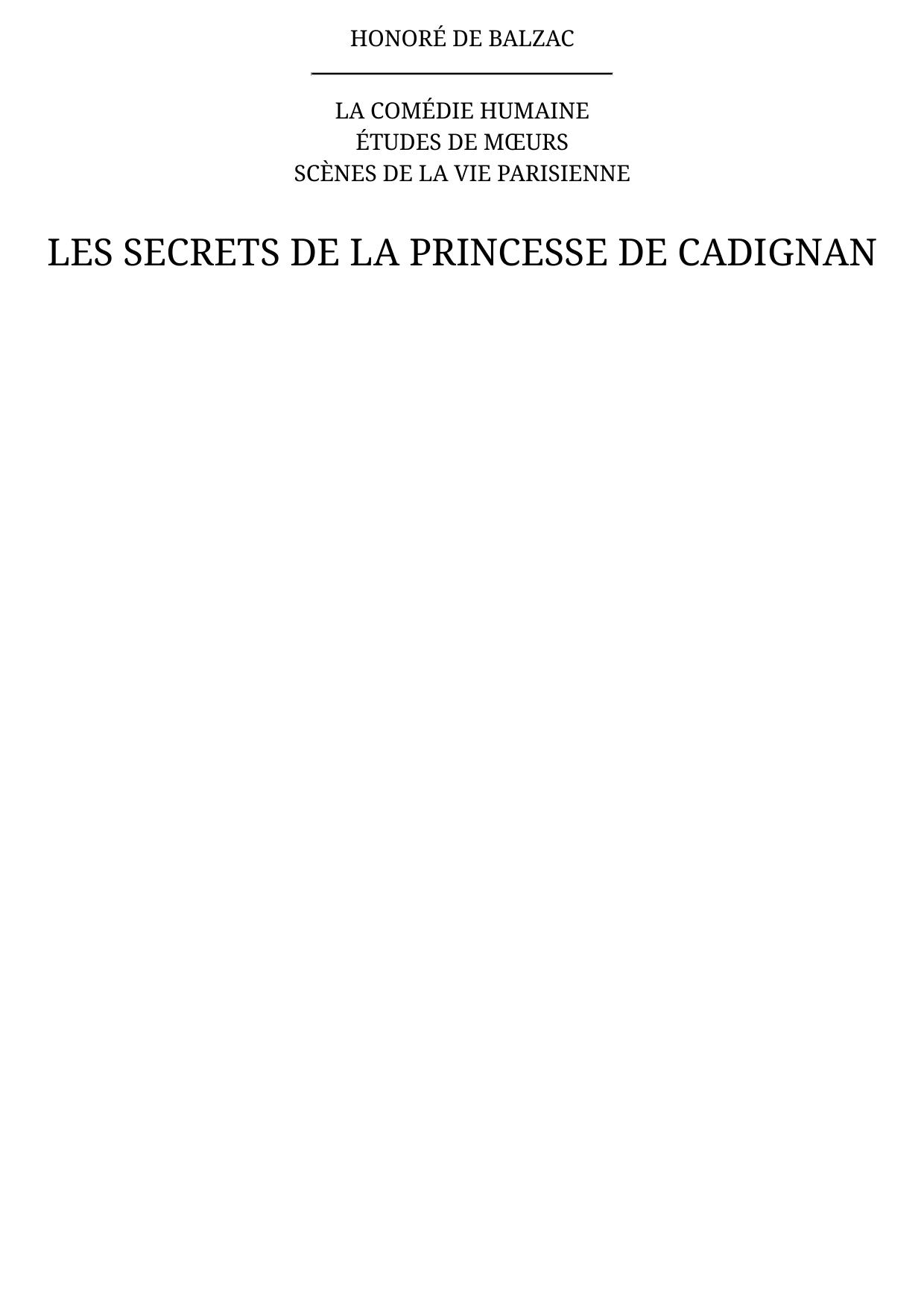 Les secrets de la princesse de Cadignan