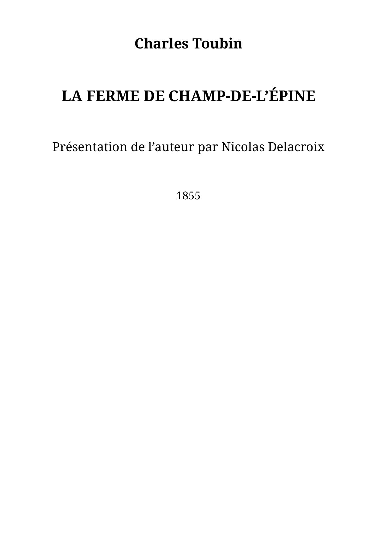 LA FERME DE CHAMP-DE-L’ÉPINE