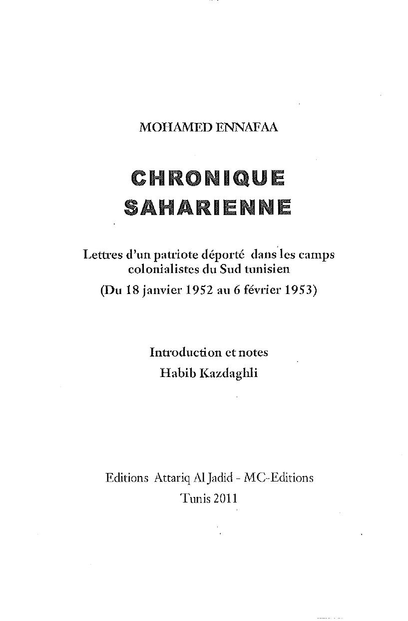 Chronique Saharienne