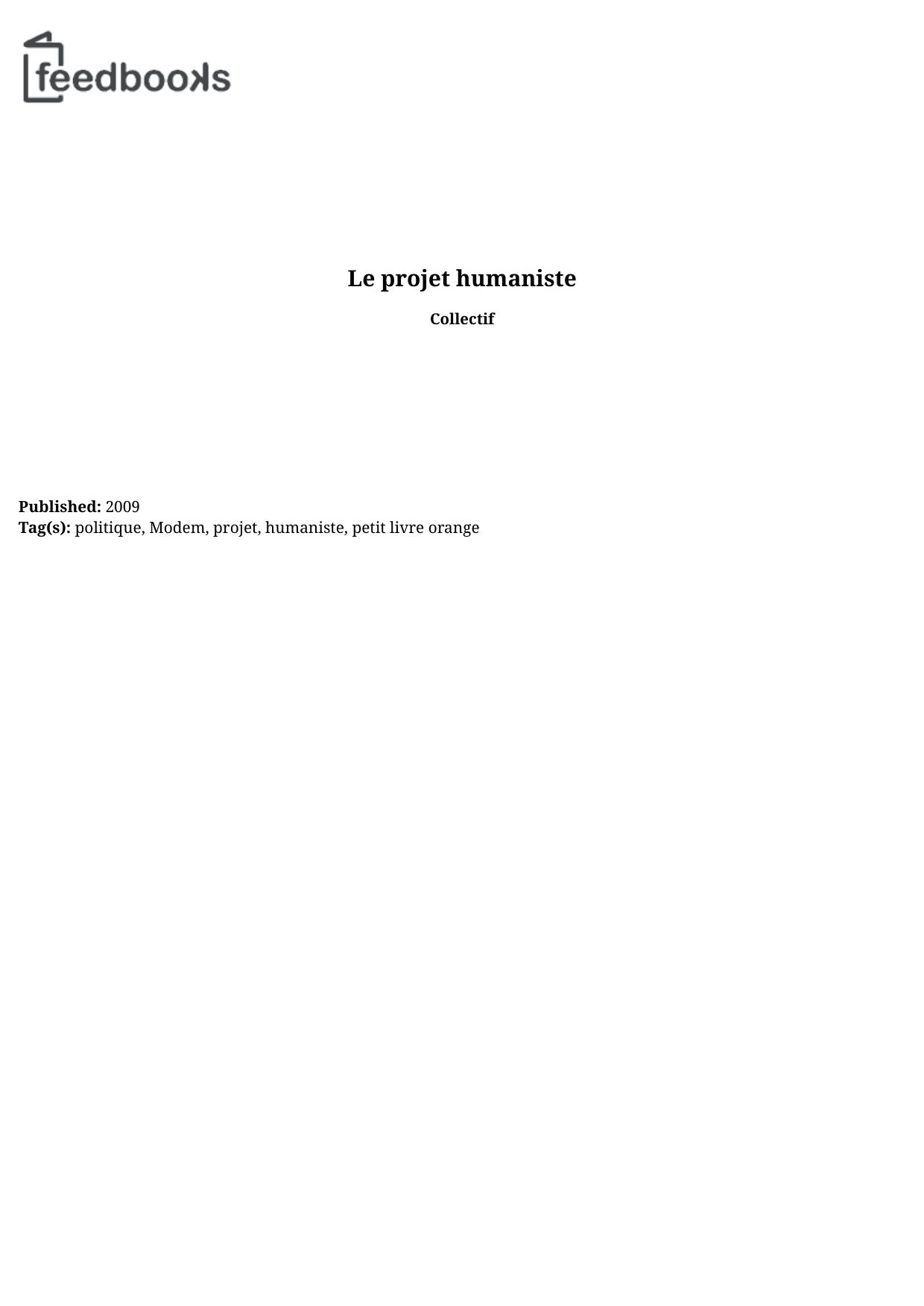 Le projet humaniste