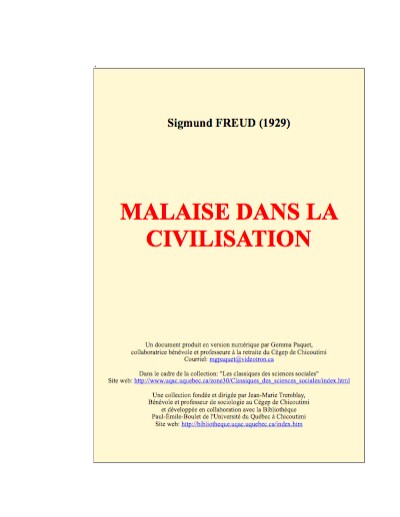 Malaise dans la civilisation (1929)