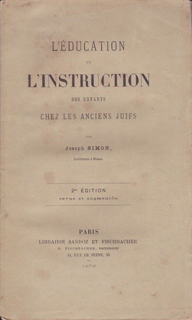L'éducation et l'instruction des enfants chez les anciens Juifs