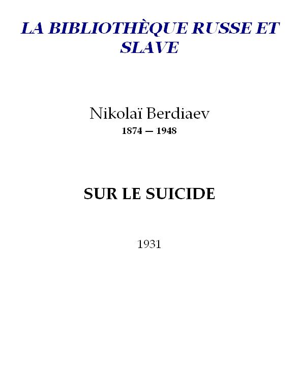 Sur le suicide