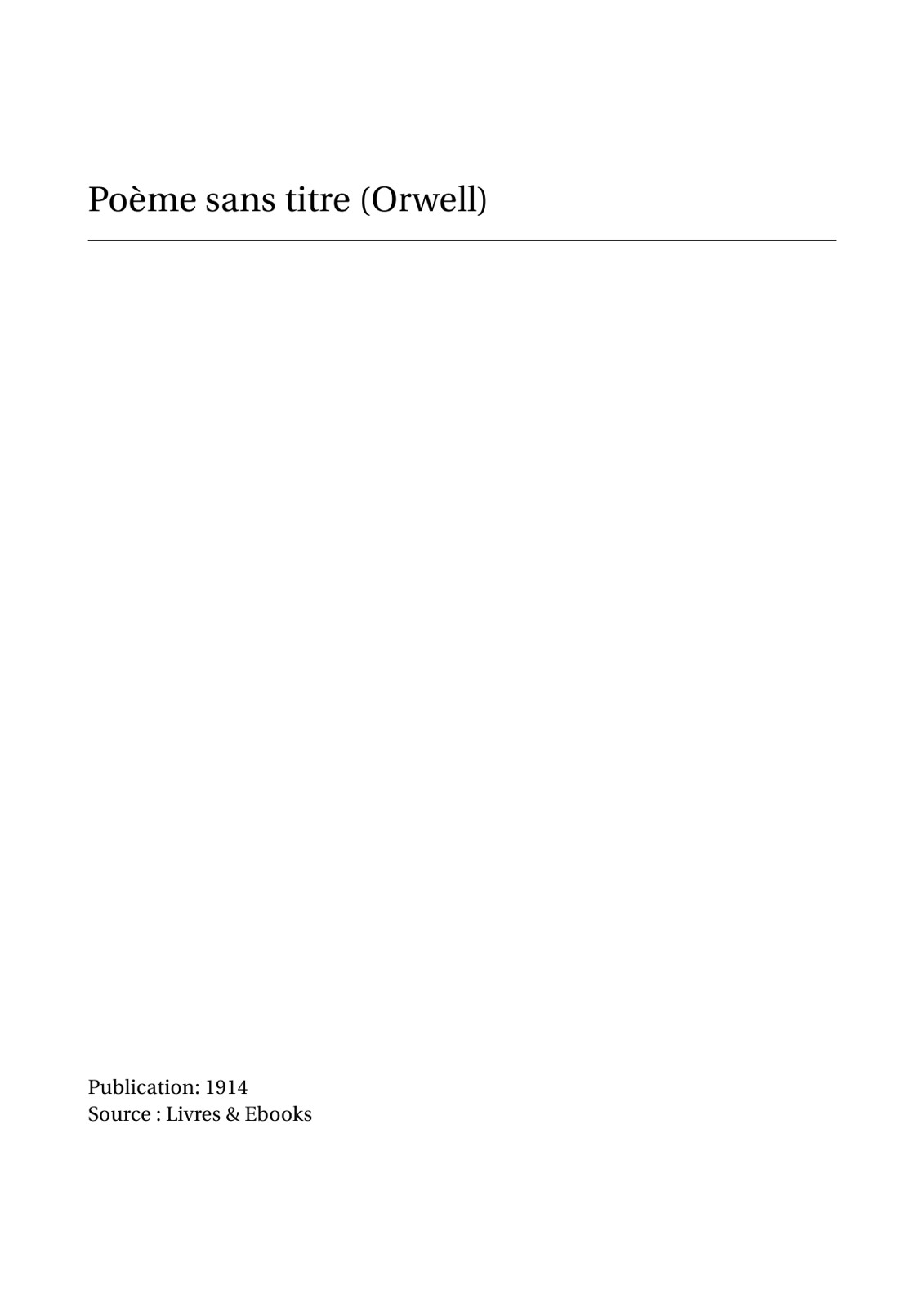 Poème sans titre (Orwell)