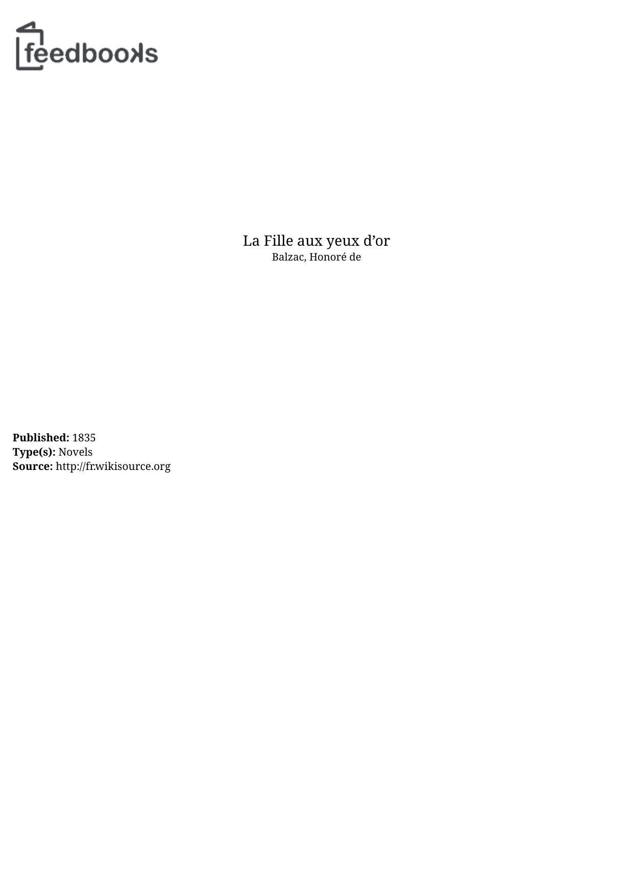 La Fille aux yeux d’or
