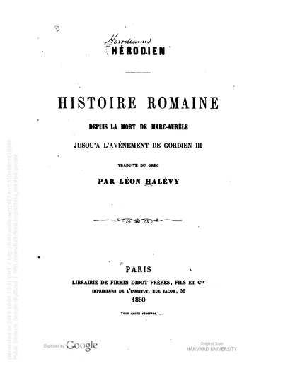 Histoire des empereurs romains de Marc-Aurèle à Gordien III