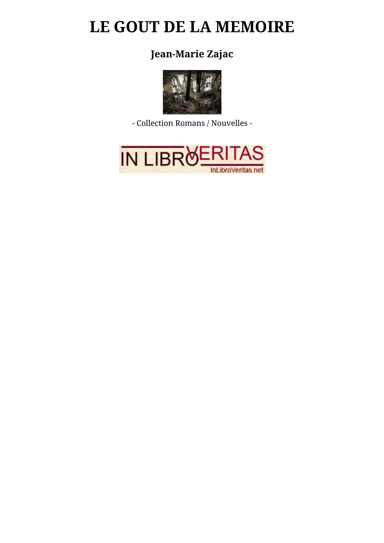 LE GOUT DE LA MEMOIRE