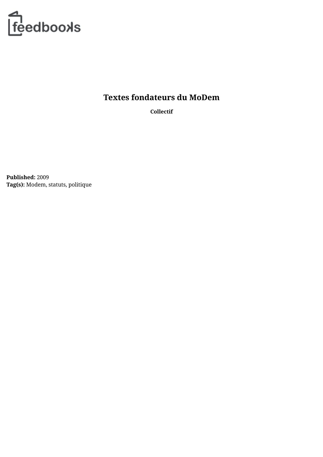 Textes fondateurs du MoDem