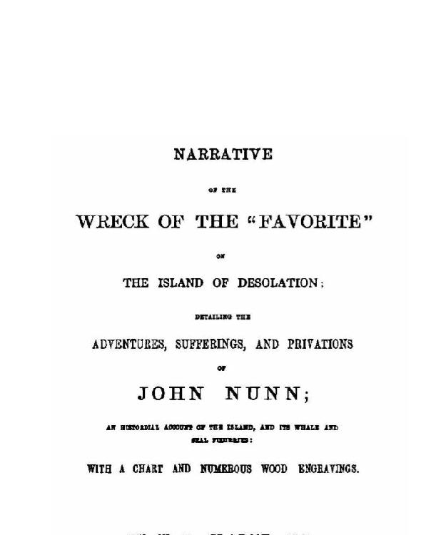 Un Naufragé celèbre aux iles Kerguelen John Nunn 1825 - 1829