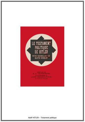 Adolf Hitler - Testament Politique