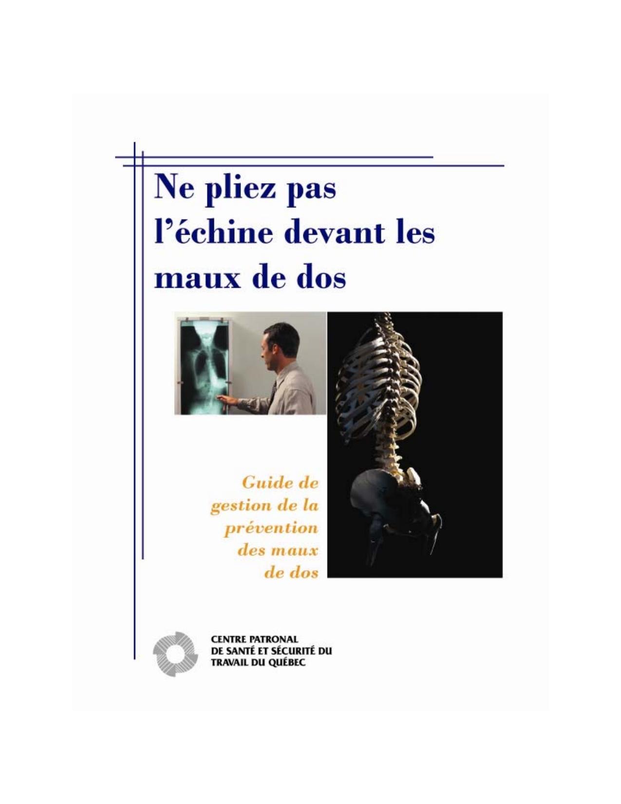 NE PLIEZ PAS L'ÉCHINE DEVANT LES MAUX DE DOS