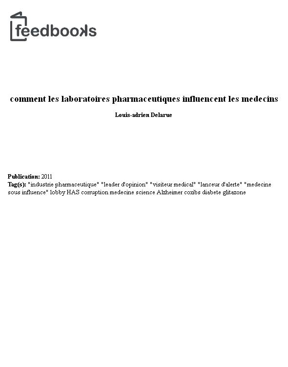 comment les laboratoires pharmaceutiques influencent les medecins