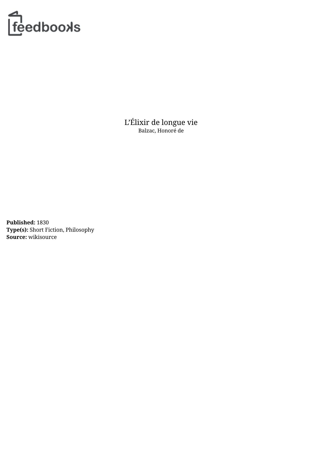 L’Élixir de longue vie
