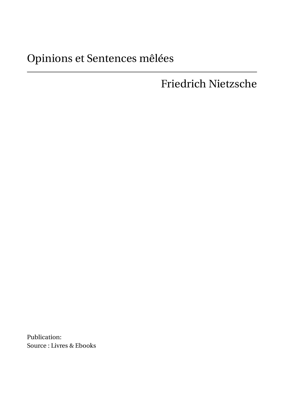 Opinions et Sentences Mêlées