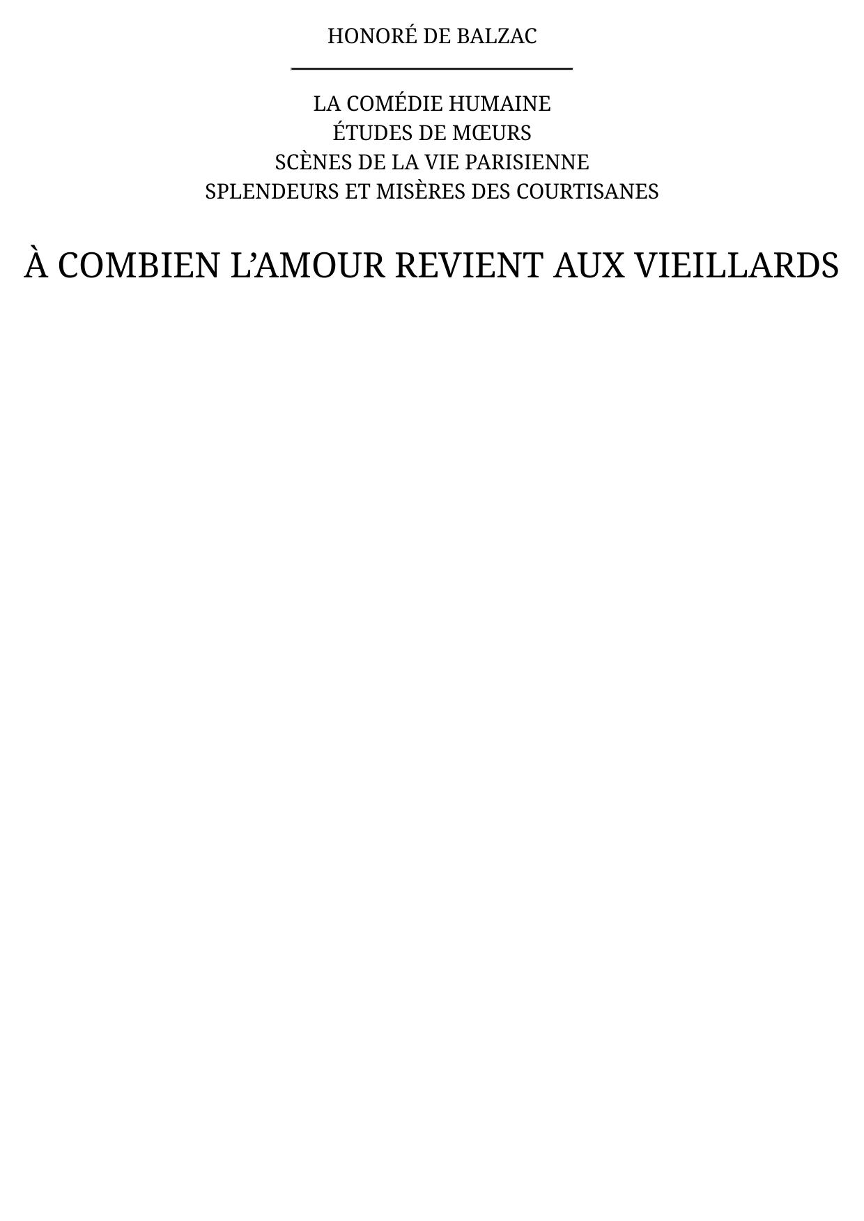 À combien l’amour revient aux vieillards