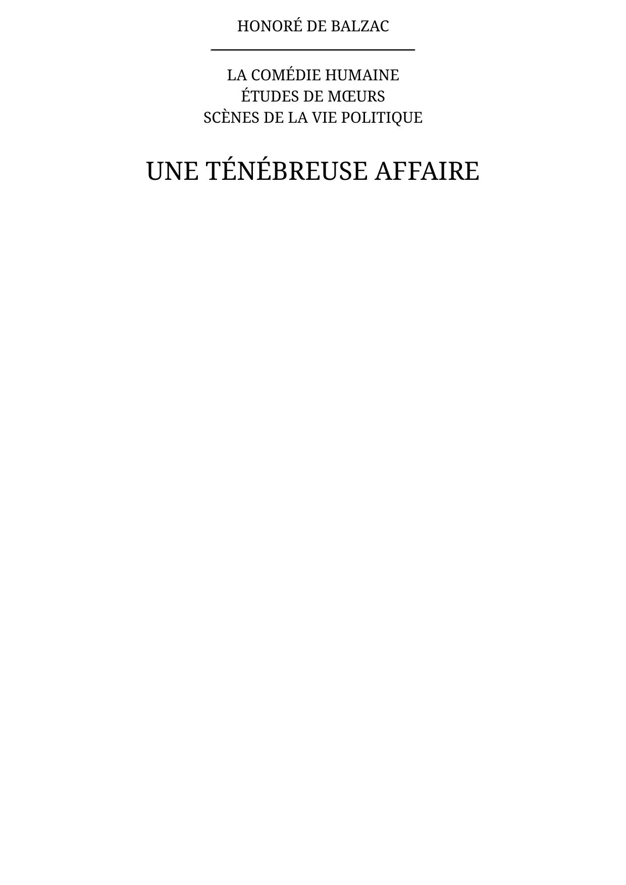 Une ténébreuse affaire